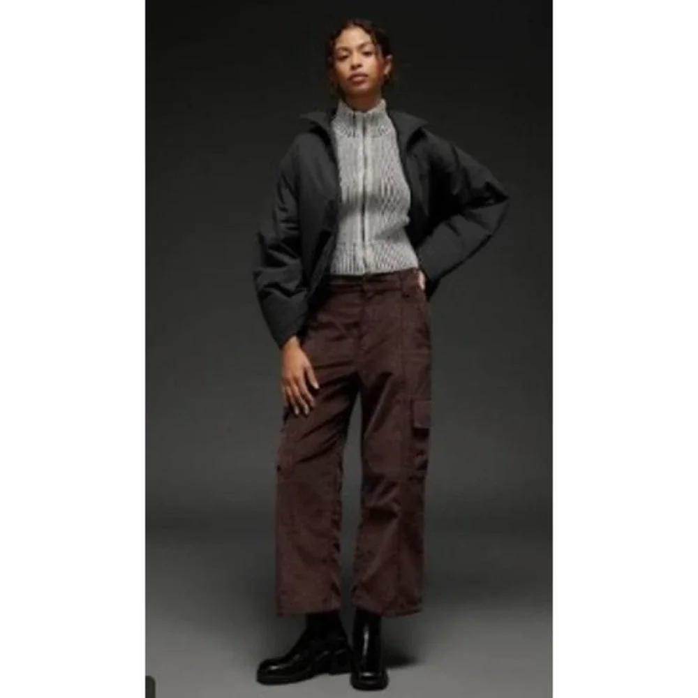 The North Face Utility Cord Pant Coal Brown Corduroy Cargo Womens 12 NF0A85YZ‎